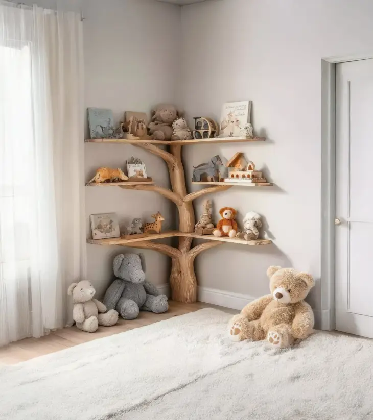 Kids Tree Bookshelf – Wooden Tree Shaped Bookcase for Nursery or Playroom - Image 3