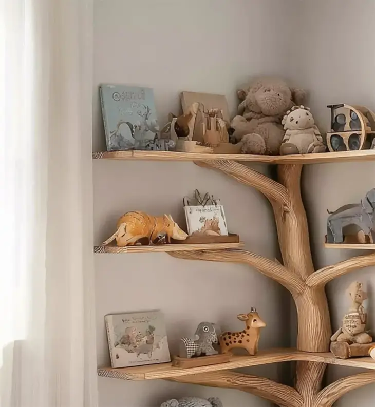 Kids Tree Bookshelf – Wooden Tree Shaped Bookcase for Nursery or Playroom - Image 4