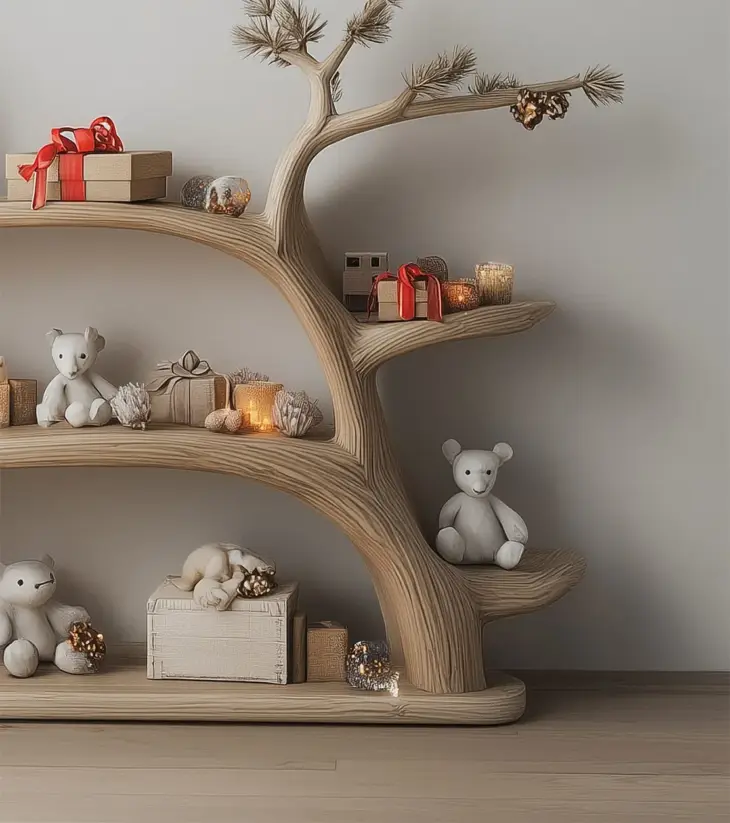 Handcrafted Tree Bookshelf – Montessori Kids Bookcase, Floating Nursery Shelf - Image 2