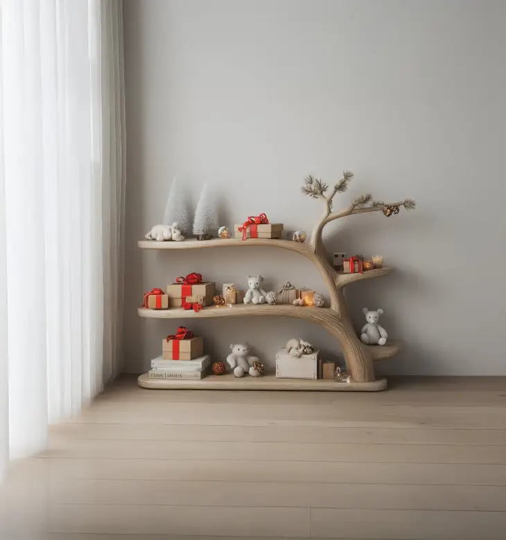 Handcrafted Tree Bookshelf – Montessori Kids Bookcase, Floating Nursery Shelf - Image 3