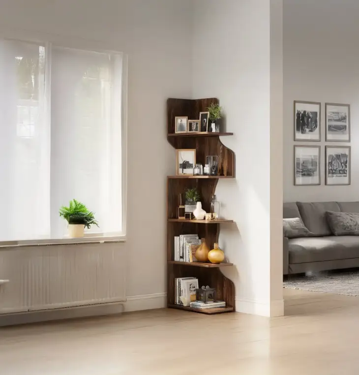 Bookshelf with Shelves, Tall Corner Bookcase Modern Wooden Bookshelf Small Space Book Case - Image 3